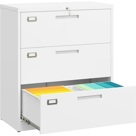 SISESOL Locking Metal Lateral File Cabinet with Shelf and Drawers, Filing Storage Cabinet with Doors for Home Office Garage School, Fit A4 Letter Legal File