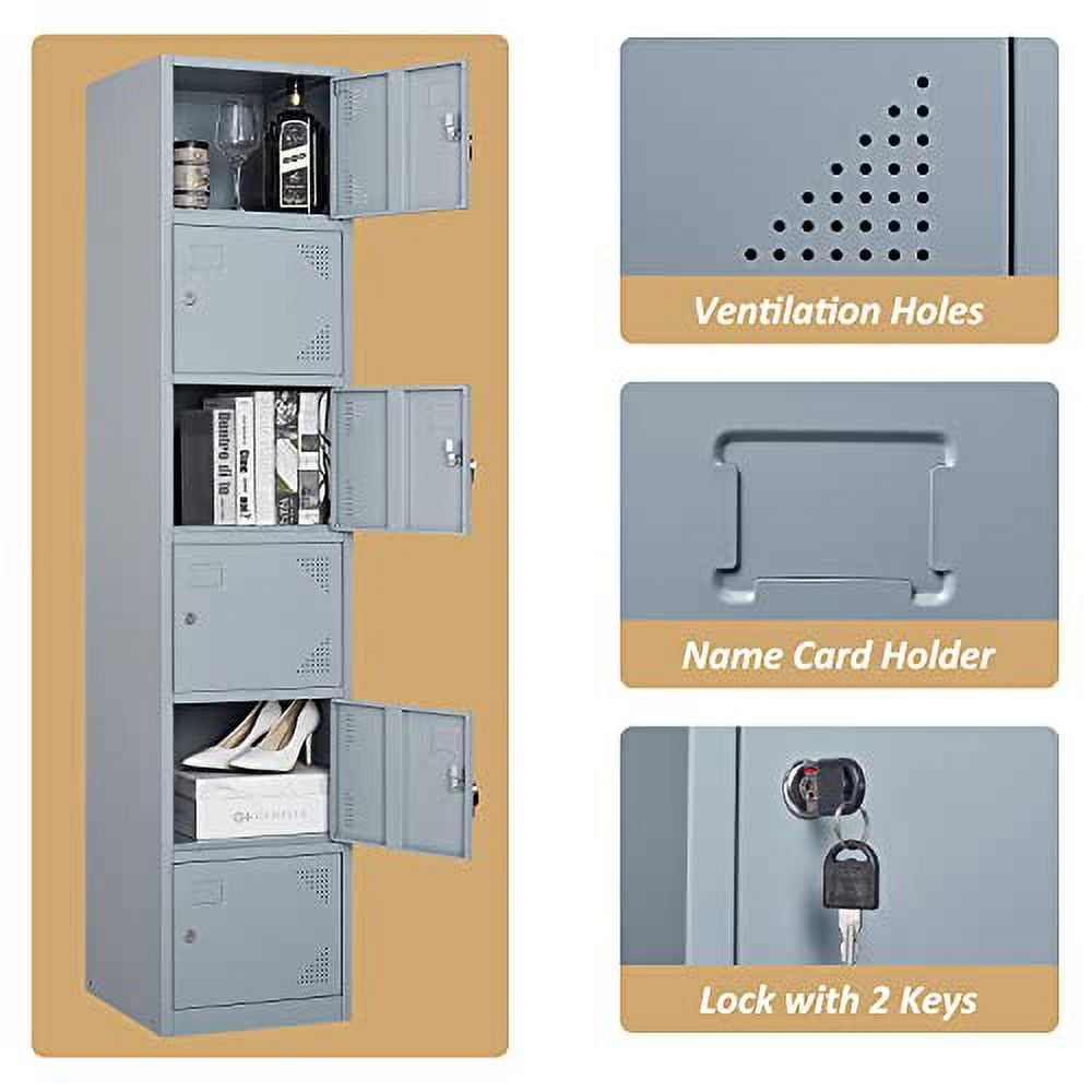 SISESOL Metal Locker Storage Cabinet with Doors and Shelves Metal ...