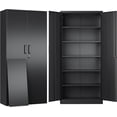 thumbnail image 2 of Metal Storage Cabinet With Lock, 71" Tall Black Garage Cabinet With 2 2 of 14