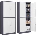 thumbnail image 1 of SISESOL Storage Cabinets With Doors And Shelves, 71'' Metal Garage Cabinet Locking, Adjustable Layers For Home Gym, bathroom, kitchen, office, Gray White, 1 of 16