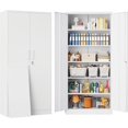 thumbnail image 1 of SISESOL White Metal Storage Storage Cabinet with 5 Adjustable Shelves,Metal Cabinet with Locking Doors,71" Lockable Cabinets with Lock,Steel Pantry Closet Locker for Home,Office,Garage,Kitchen,Shop, 1 of 11