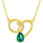 SISGEM 14K Gold Plated Emerald Necklace Dainty Green Emerald and Genuine Diamond Pendant Necklace May Birthstone Diamond Jewelry Mothers Day Anniversary Birthday Christmas Gifts for Women