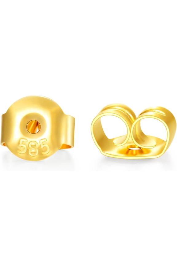 14K Real Gold Earring Backs, Yellow Gold Earrings Backs Replacements for Studs, Secure Ear Locking for Stud Earrings, Gold Earring Backs for Small Earring/Heavy Earring(Style 4)