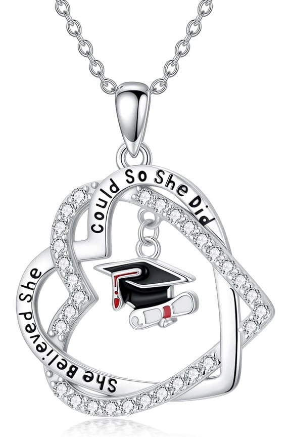 2026 Graduation Gifts for Her, 925 Sterling Silver She Believed She Could So She Did Pendant Necklace College Graduation Jewelry for Women Her Daughter