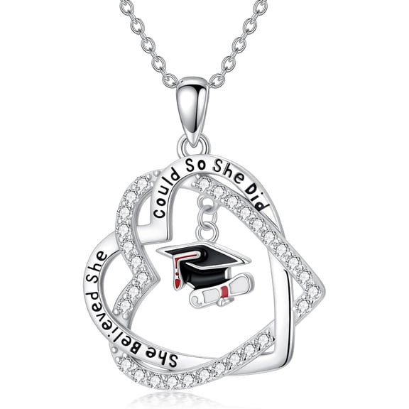 SISGEM 2026 Graduation Gifts for Her, 925 Sterling Silver She Believed She Could So She Did Pendant Necklace College Graduation Jewelry for Women Her Daughter