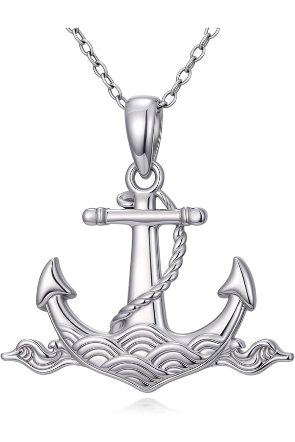 925 Sterling Silver Anchor Pendant Necklace for Women, Nautical Themed Jewelry Gifts for Mom Wife