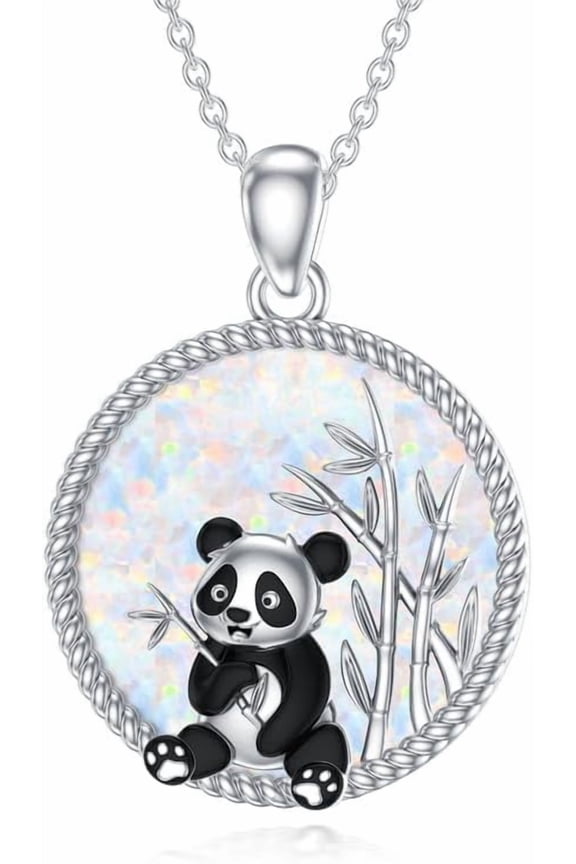 925 Sterling Silver Animal Shape Series Opal Necklaces Pendants for Women Elephant/Fox/Lion/Rabbit/Squirrel/Monkey/Owl/Phoenix/Penguin/Swan/Frog/Panda