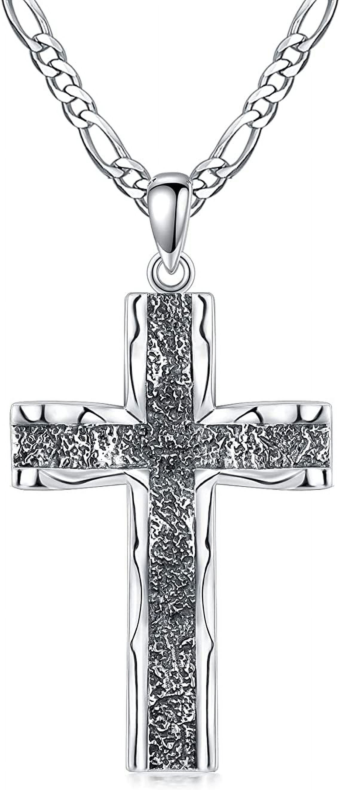 StoryEtain 925 Sterling Silver Knight Templar Cross Shield Pendant Necklace For Men - 22"+2" Rolo Chain, Faith & Protection Jewelry