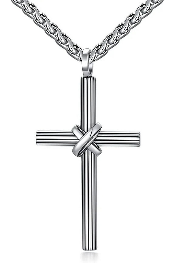 925 Sterling Silver Cross Necklace for Men Crucifix Cross Pendant Jewelry Gifts for Dad Papa Father