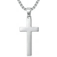 thumbnail image 1 of SISGEM 925 Sterling Silver Cross Pendant Necklace Box Chain Necklace Jewelry Gift for Men Father, 1 of 6