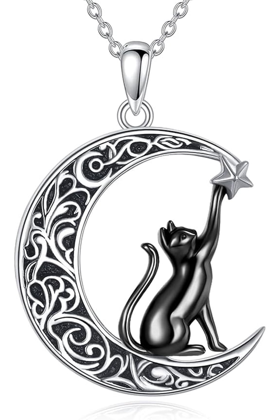 925 Sterling Silver Cute Pet Dog and Cat / 2 Cats Friendship Pendant Necklace Birthday Jewelry Gifts for Women