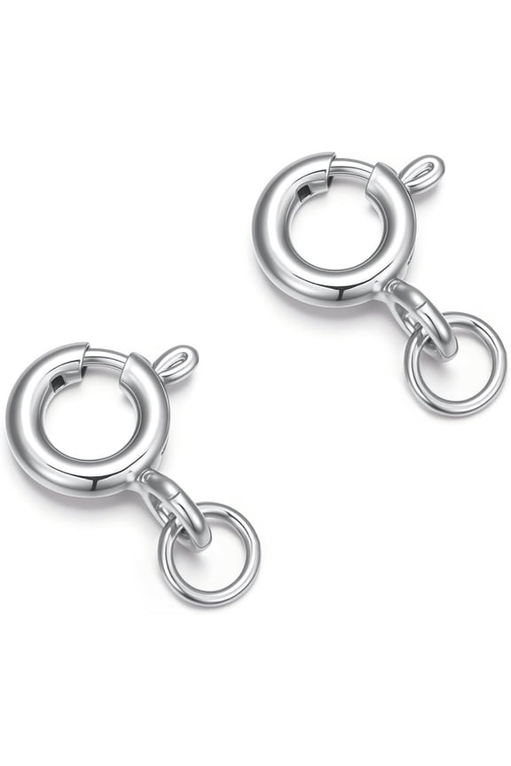 925 Sterling Silver Lobster Clasp for DIY Necklace Bracelet Jewelry Making, Double Spring Clasp with Closed Jump Rings, Necklace Extender Clasp Connector Bracelet Extension (Style 14)