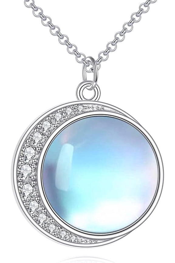 925 Sterling Silver Moon Necklace, Celestial Crescent Pendant Anniversary Birthday Valentine's Day Mothers Day Graduation Dainty Jewelry Gift for Women Her Mom Girlfriend Daughter 18+2