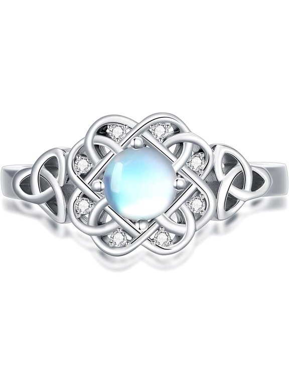 925 Sterling Silver Moonstone Moissanite Fashion Engagement Ring Jewelry for Women