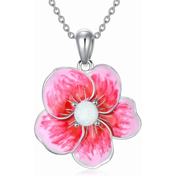 SISGEM 925 Sterling Silver Tulip/Rose/Lotus/Sunflower/Daisy/Cherry Blossom Necklaces for Women Dainty Pendant Necklace Jewelry Birthday Christmas Gifts