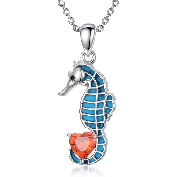 SISGEM 925 Sterling Silver Turquoise Exquisite Seahorse Pendant Necklace Boho Style Jewelry Gifts for Women Mother