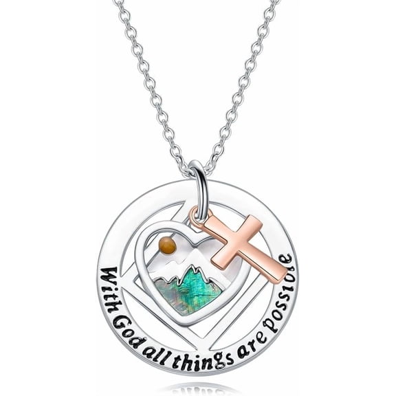 SISGEM AA NA Gift Sterling Silver Alcoholics Anonymous/Narcotics Anonymous Recovery Symbol Necklace Mustard Seed Cross AA NA Sobriety Jewelry for Women