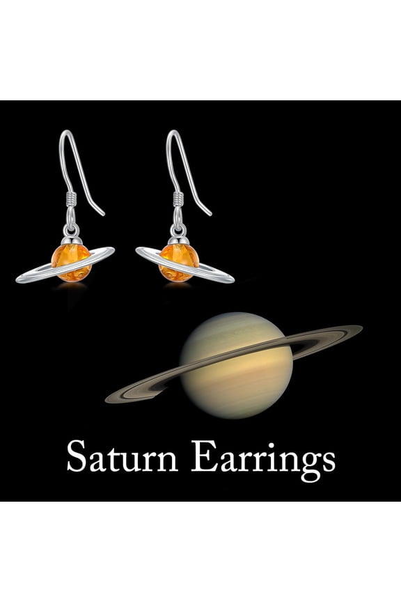 Amber Saturn Earrings Ball Planet Saturn Dangle Earring Jewelry Gift for Women
