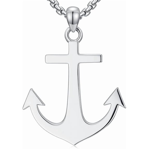 SISGEM Anchor Necklace 925 Sterling Silver Anchor Pendant for Men, w/Stainless Steel Chain 22"+2"