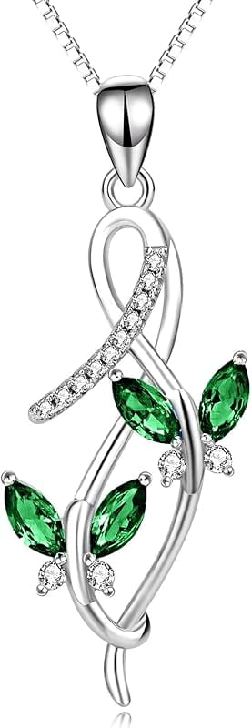 SISGEM Anniversary Jewelry Gifts for Her, 925 Sterling Silver Infinity Butterfly Pendant Necklace with Birthstone Crystal from Austria, Birthday Christmas Jewelry for Women 18 Inches (Gift Box)