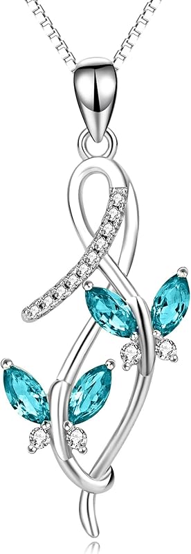 SISGEM Anniversary Jewelry Gifts for Her, 925 Sterling Silver Infinity Butterfly Pendant Necklace with Birthstone Crystal from Austria, Birthday Christmas Jewelry for Women 18 Inches (Gift Box)