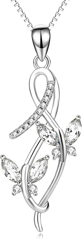 SISGEM Anniversary Jewelry Gifts for Her, 925 Sterling Silver Infinity Butterfly Pendant Necklace with Birthstone Crystal from Austria, Birthday Christmas Jewelry for Women 18 Inches (Gift Box)