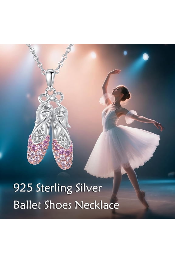 Ballarina Necklace for Women Sterling Silver Ballat Shoes Pendant Necklace Dance Gifts for Dancer Women