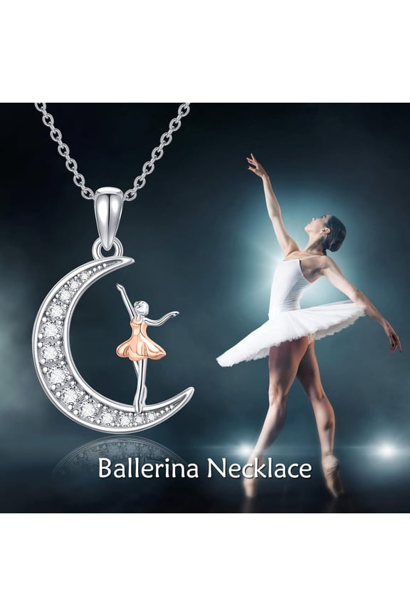 Ballet Dancer Necklace Ballerina Necklace Moon Pendant Necklace Jewelry Gift For Women