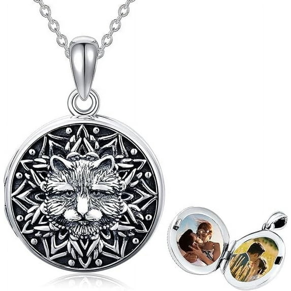 SISGEM Cat Locket Necklace Personalized Necklace That Holds Pictures Sterling Silver Custom Photo Necklace Custom Jewelry for Womens
