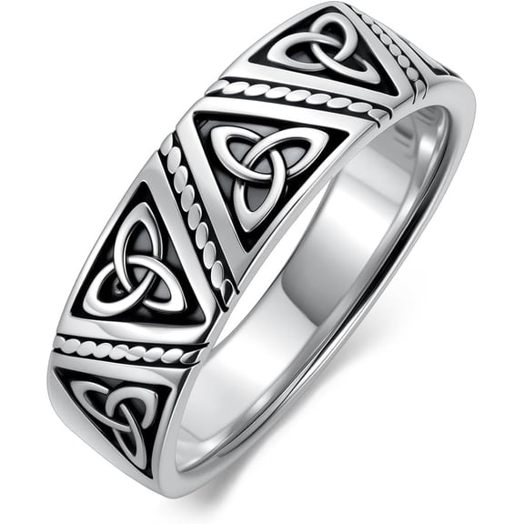SISGEM Celtic Knot Ring Sterling Silver Celtic Knot Wedding Band Trinity Ring Gift for Men Women