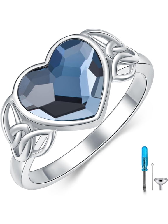 Celtic Knot Urn Ring for Women 925 Sterling Silver Heart Cremation Ring for Ashes Jewelry for Women
