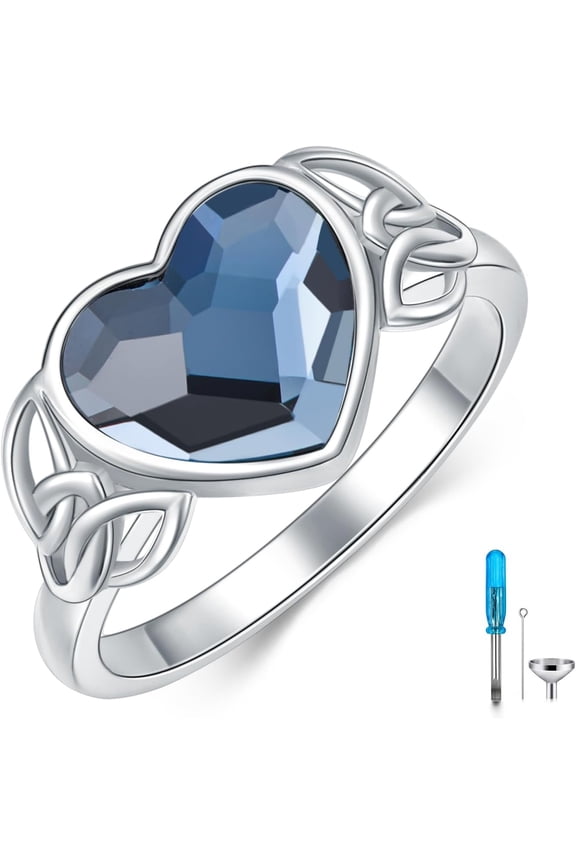 Celtic Knot Urn Ring for Women 925 Sterling Silver Heart Cremation Ring for Ashes Jewelry for Women