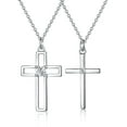 thumbnail image 1 of SISGEM 2Pcs Sterling Silver Cross Necklace Faith Jewelry Gifts for Couples, Friends, 1 of 6