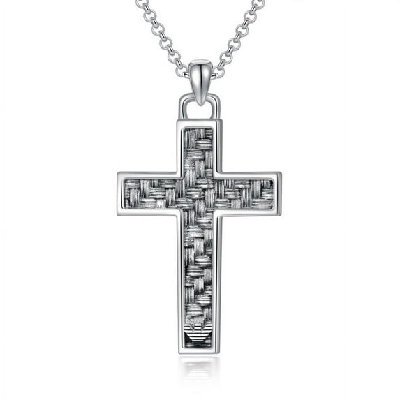 SISGEM Gift for Men, Cross Neckalce 925 Sterling Silver Cross Pendant with 22''+2'' Chain Faith Jewelry Jesus Gifts for Men Father Uncle Sons Christians
