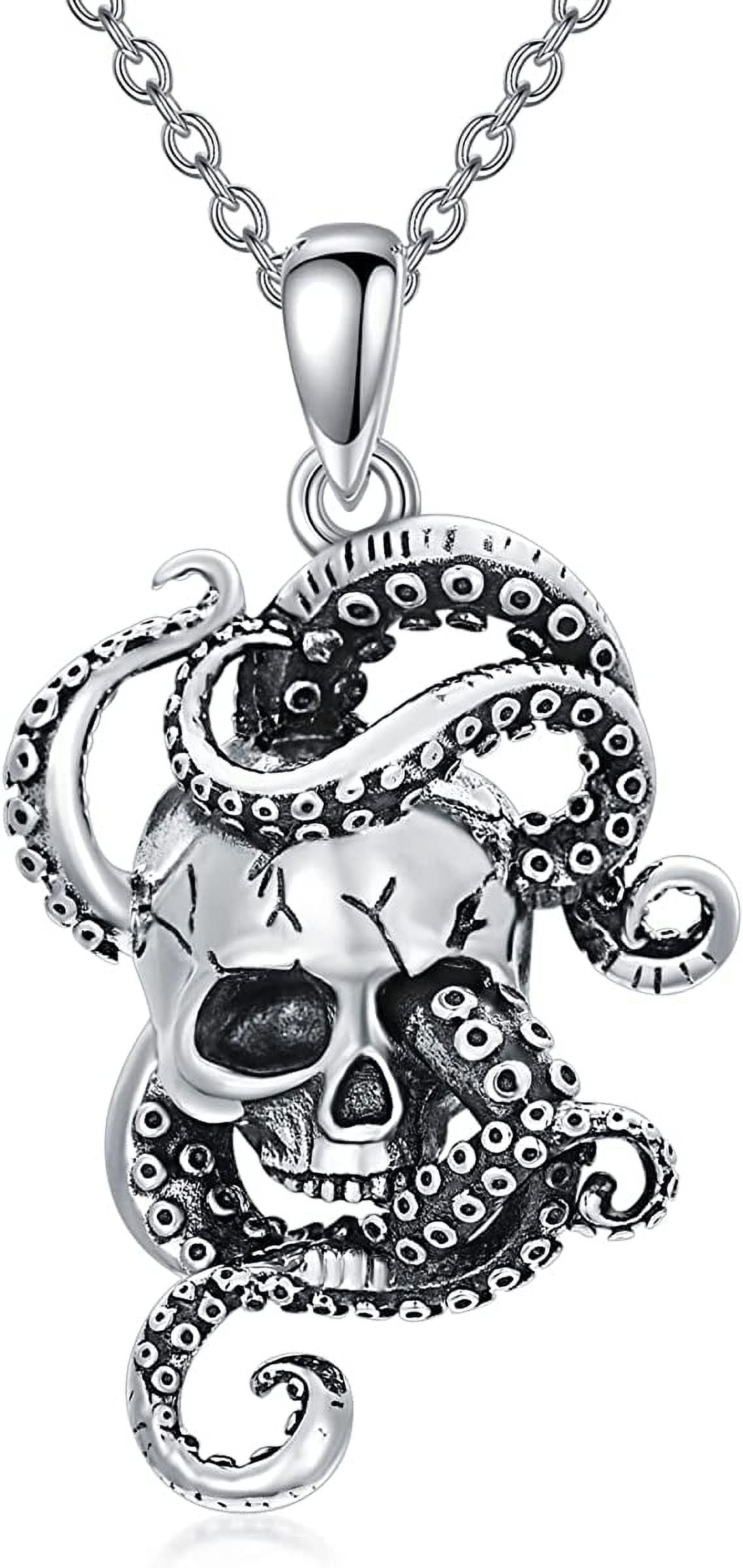 SISGEM Christmas Gift Skull Necklace Skull 925 Sterling Silver Necklace Anniversary Jewelry