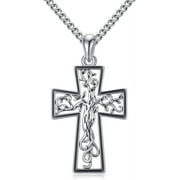 SISGEM 925 Sterling Silver Cross Pendant Necklace, Baseball Necklace for Mens