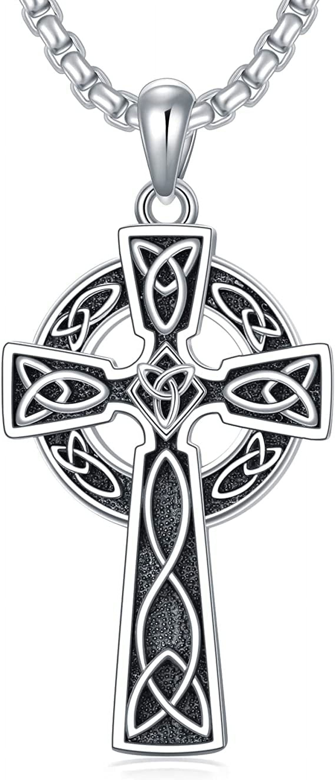 SISGEM Cross Necklace for Men Sterling Silver Celtic Knot Cross Pendant ...