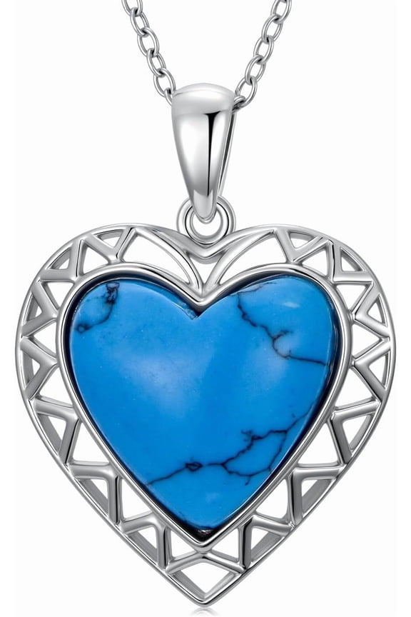 Dainty Angel Wing Heart Crystal Necklace for Women Sparkling Blue Faceted Crystal Pendant with 925 Sterling Silver Chain, Romantic Protection Symbol Jewelry Gift for Valentine’s Day Birthday A
