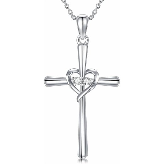 SISGEM Diamond Cross Necklace for Women S925 Sterling Silver Lab Grown Diamond Cross Necklace Jewelry Gift for Women
