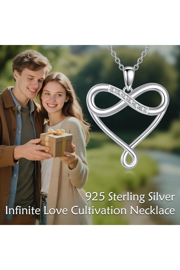 Diamond Heart Necklace for Women S925 Sterling Silver Lab Grown Diamond Infinity Necklace Love You Forever Gift for Mom Her