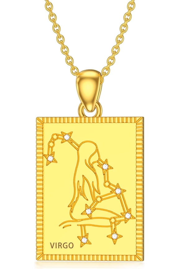 Diamond Virgo Necklace Zodiac Sun Sign Virgo Necklace for Women Sterling Silver Virgo Pendant Constellation Zodiac Jewelry Gifts for Her Birthday Anniversary