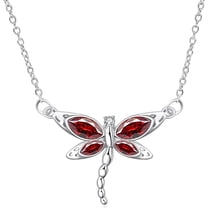 SISGEM Dragonfly Necklace Sterling Silver Crystal BirthstoneDragonfly Jewelry Gifts