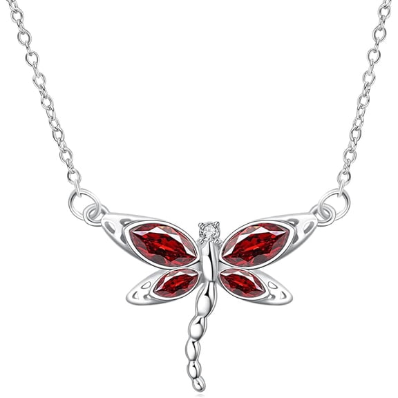 SISGEM Dragonfly Necklace Sterling Silver Crystal BirthstoneDragonfly Jewelry Gifts