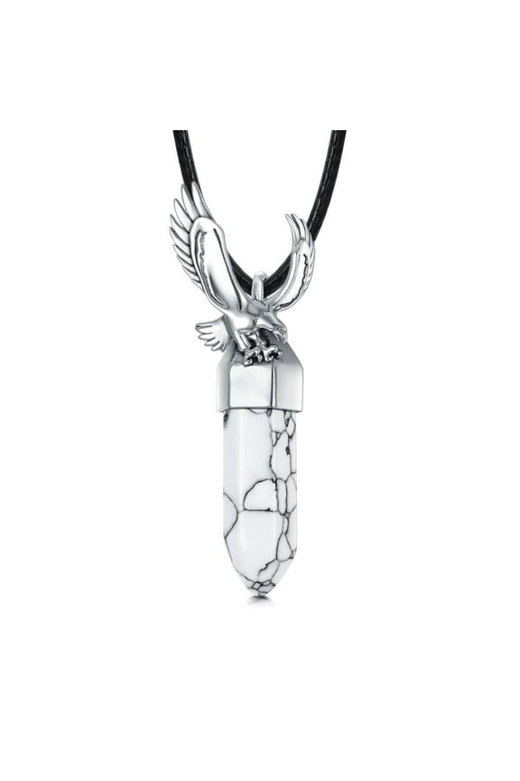 Eagle Pendant Necklace with Gemstone 925 Sterling Silver Eagle Necklace for Men Women