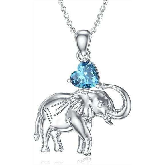 SISGEM Elephant Necklace Birthstone Elephant Pendant Necklace for Women