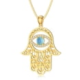 thumbnail image 1 of SISGEM Evil Eye Hamsa Hand Necklace 18K Gold Plated Evil Eye Pendant with Natural Gemstone Jewelry Gifts for Women, 1 of 6