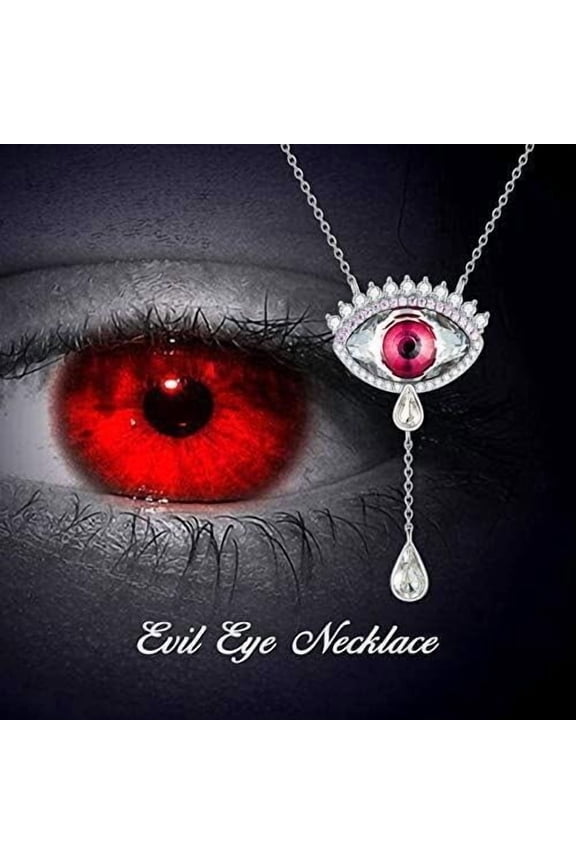 Evil Eye Necklace for Women, Red Crystal Pendant Necklace,Cry Me a River 925 Sterling Silver Jewelry Gift for Girlfriend (Evil Eye)