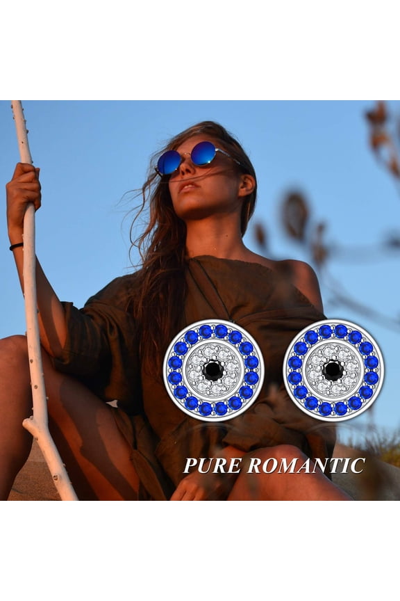 Evil Eye Stud Hoop Earrings for Women, 925 Sterling Silver Greek Ankh Cross Eyes of Horus/Blue Evil Eyes Spiritual Protection Jewelry for Women Birthday Gifts