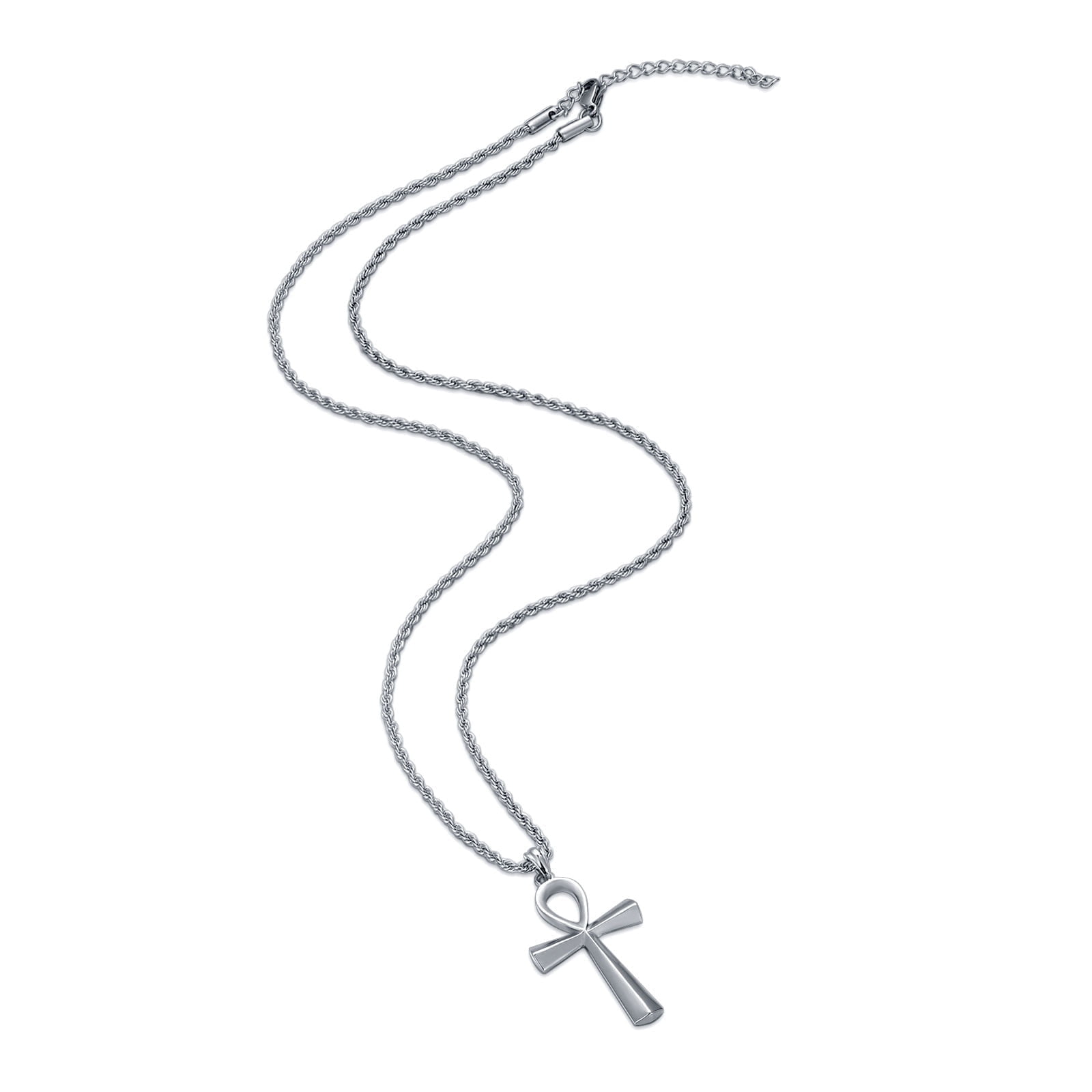 SISGEM 925 Sterling Silver Cross Pendant Necklace with Cuban Chain for Mens Father Uncle