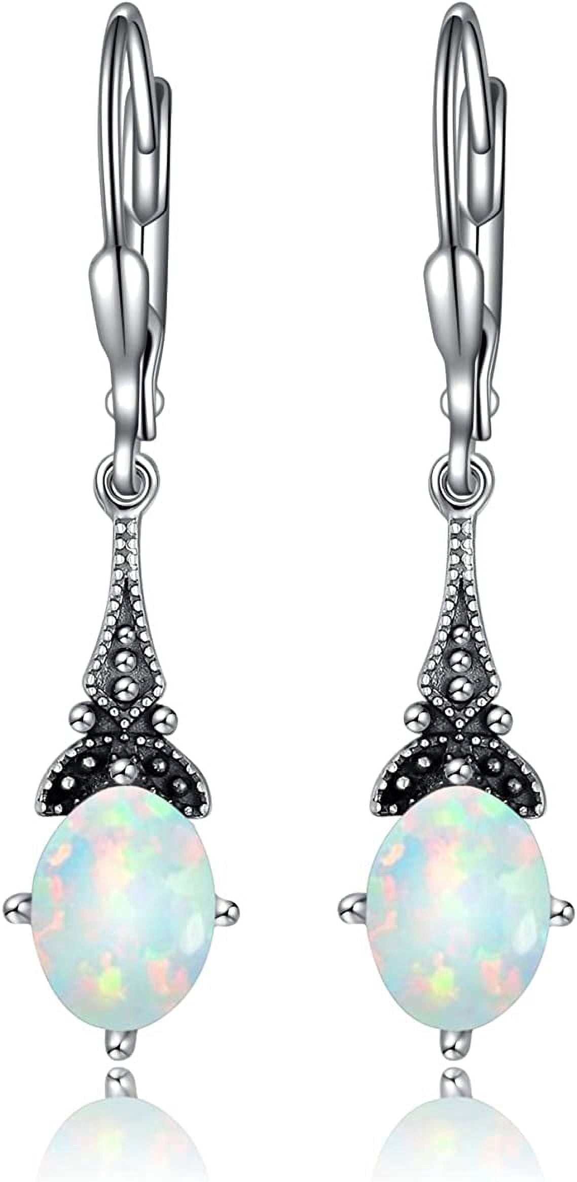 SISGEM Gifts for Her Sterling Silver Drop Dangle Earrings Boho Earrings Opal Earrings Birthday Gifts Jewelry Gifts for Women